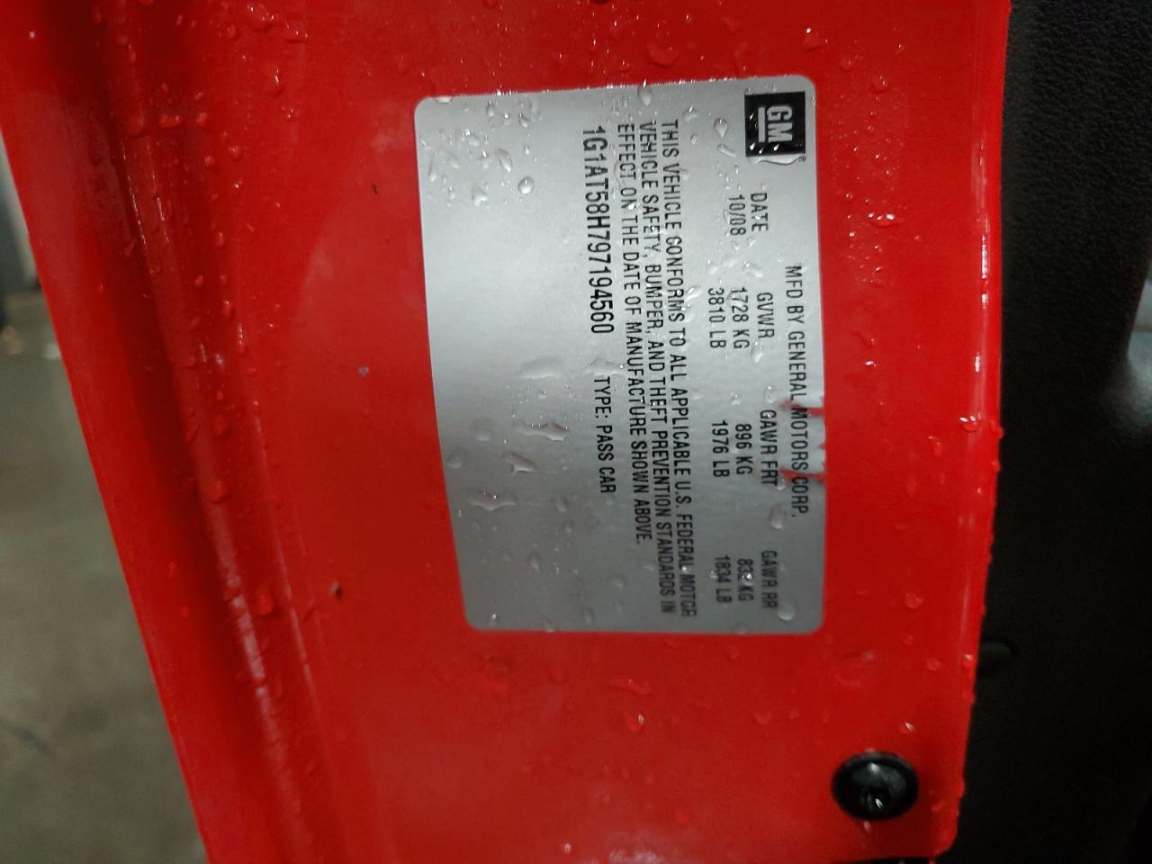 2009 Chevrolet Cobalt Lt VIN: 1G1AT58H797194560 Lot: 84813735