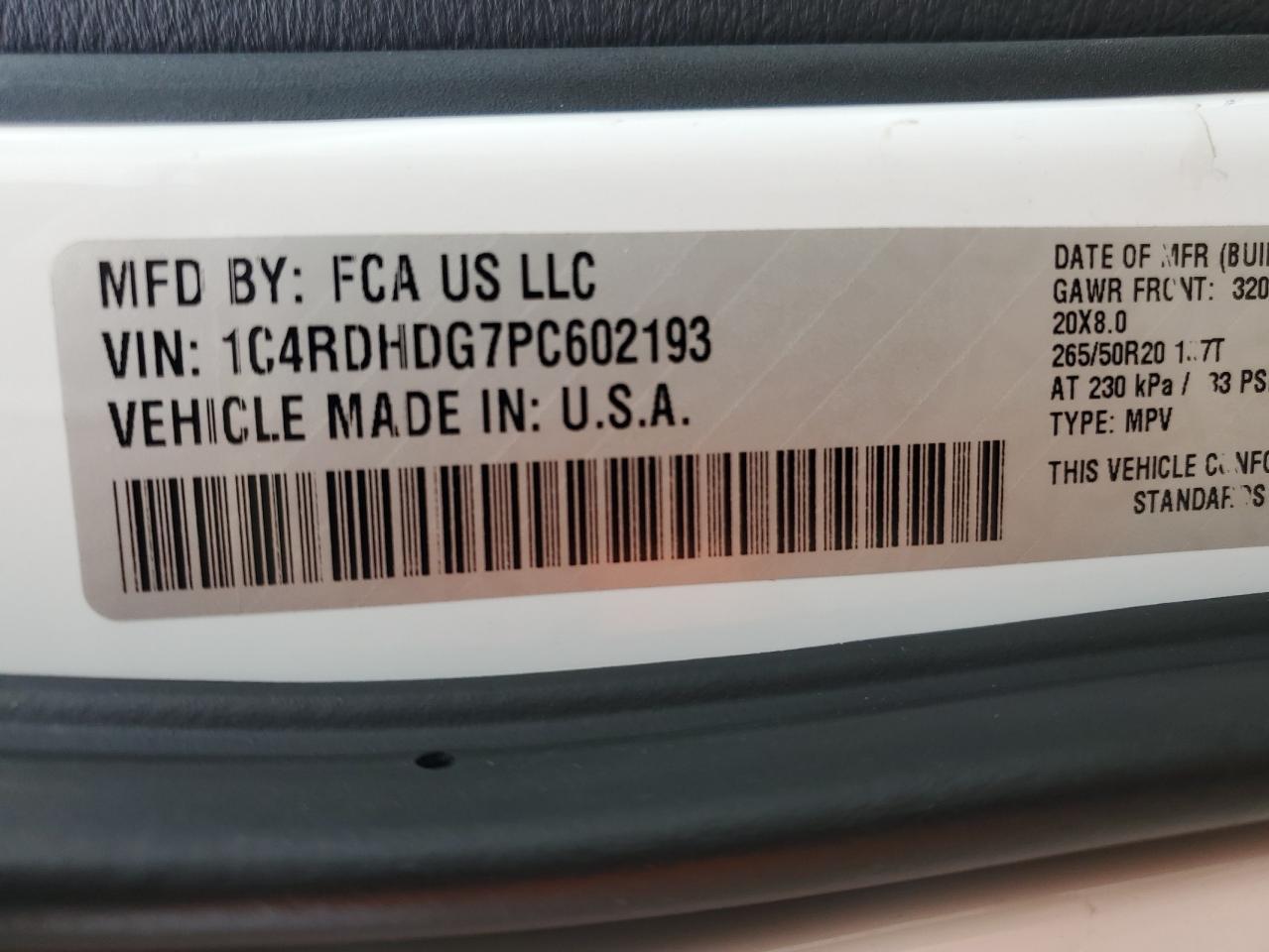 2023 Dodge Durango Gt VIN: 1C4RDHDG7PC602193 Lot: 86112935