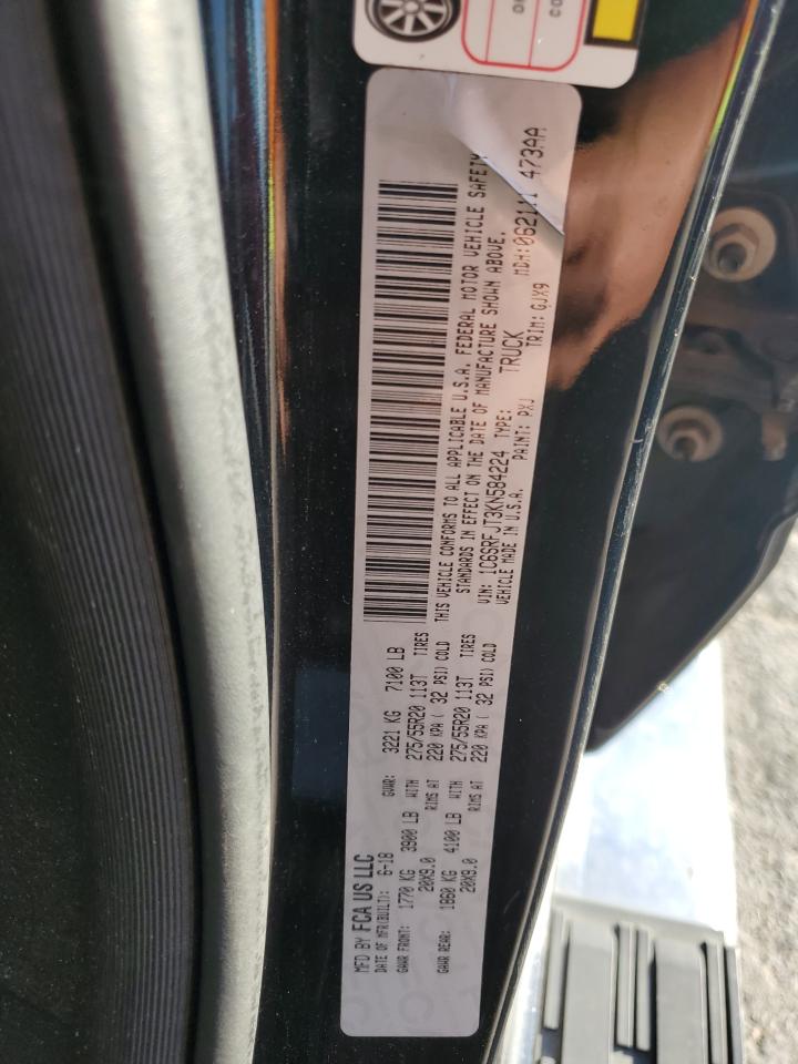 2019 Ram 1500 Laramie VIN: 1C6SRFJT3KN584224 Lot: 85297445