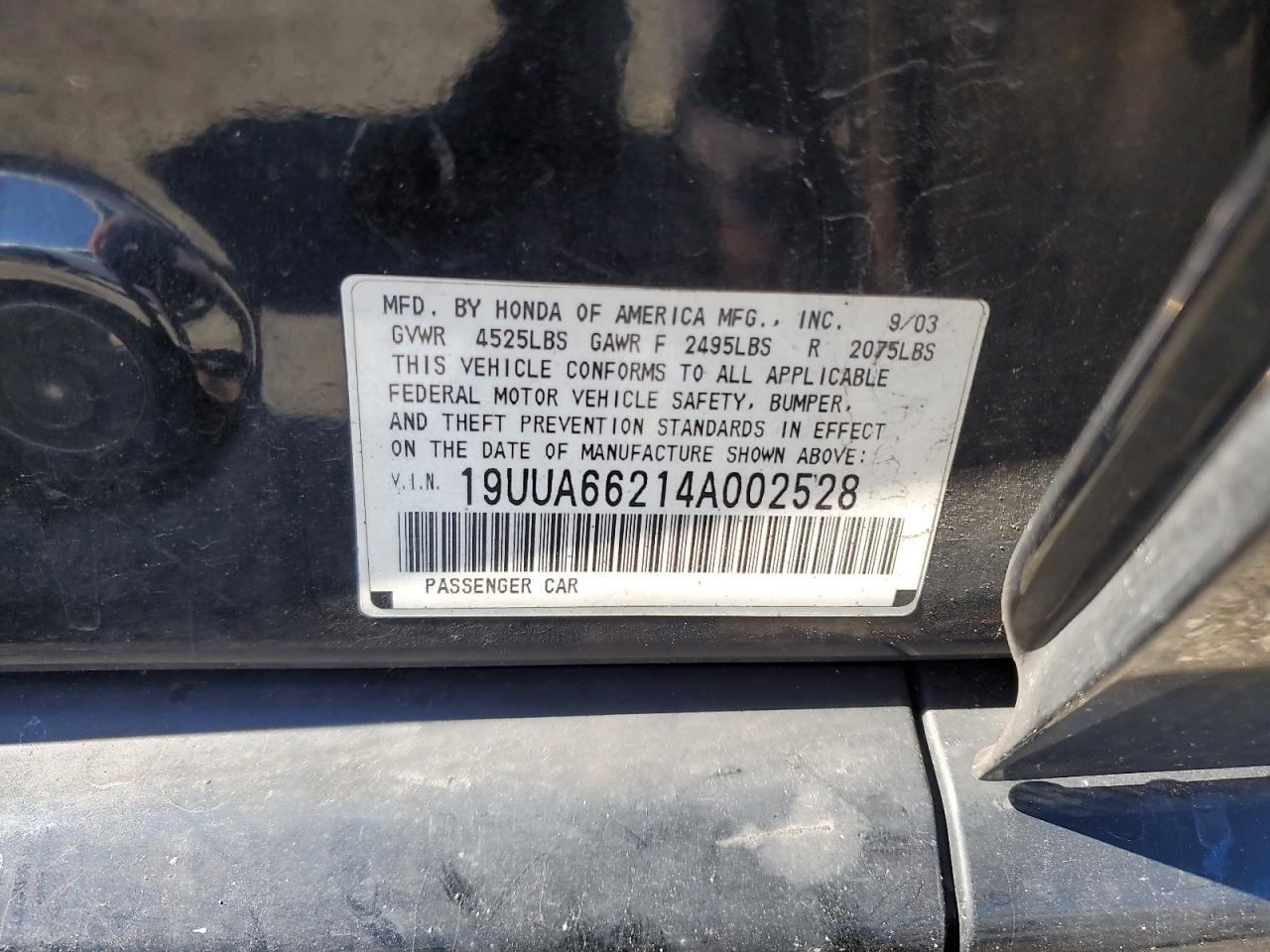 2004 Acura Tl VIN: 19UUA66214A002528 Lot: 84876595