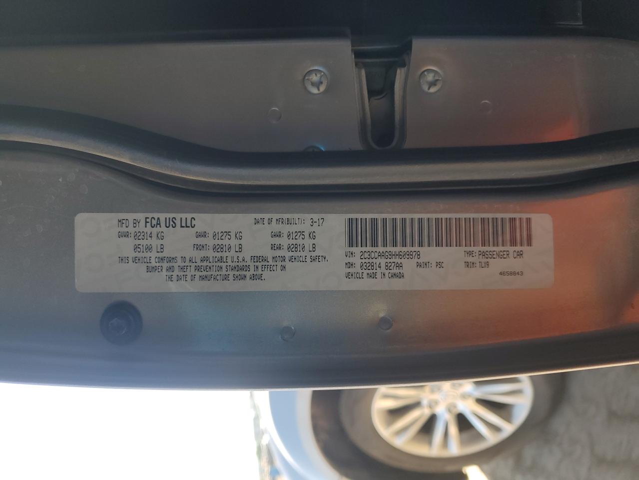 2017 Chrysler 300 Limited VIN: 2C3CCAAG9HH609878 Lot: 87484055