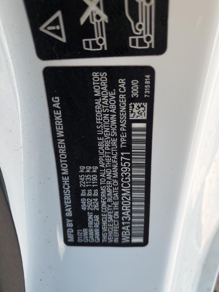 2021 BMW M440Xi VIN: WBA13AR02MCG39571 Lot: 82199495