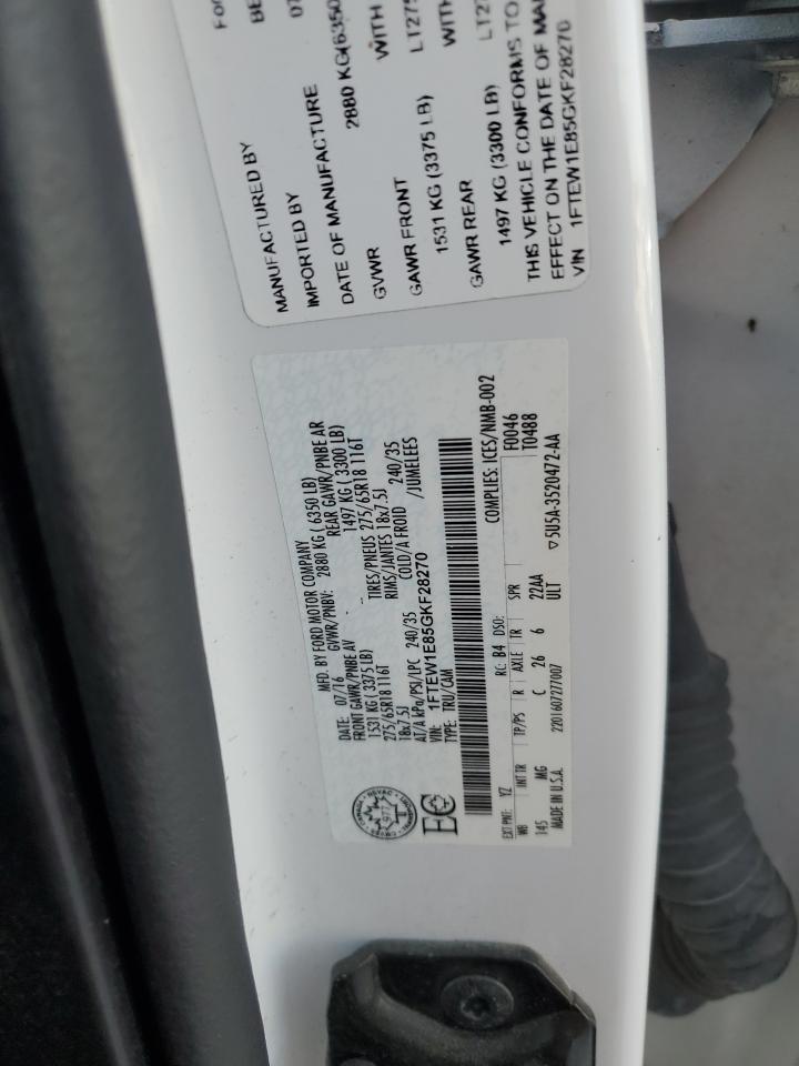 2016 Ford F150 Supercrew VIN: 1FTEW1E85GKF28270 Lot: 84912875