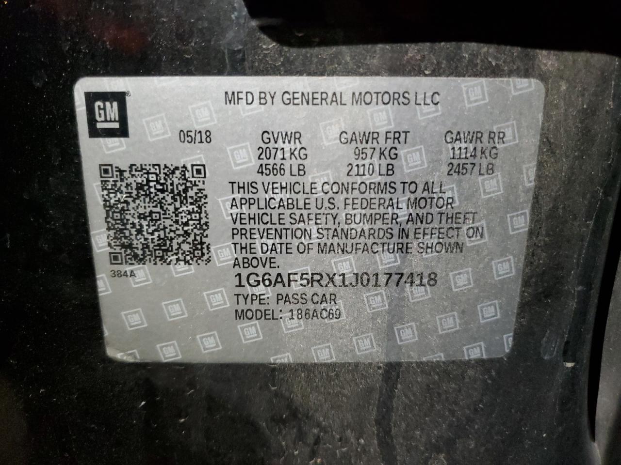 2018 Cadillac Ats Luxury VIN: 1G6AF5RX1J0177418 Lot: 84919485