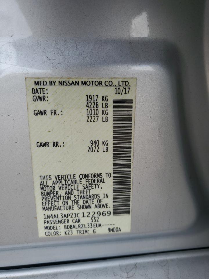 2018 Nissan Altima 2.5 VIN: 1N4AL3AP2JC122969 Lot: 82214415