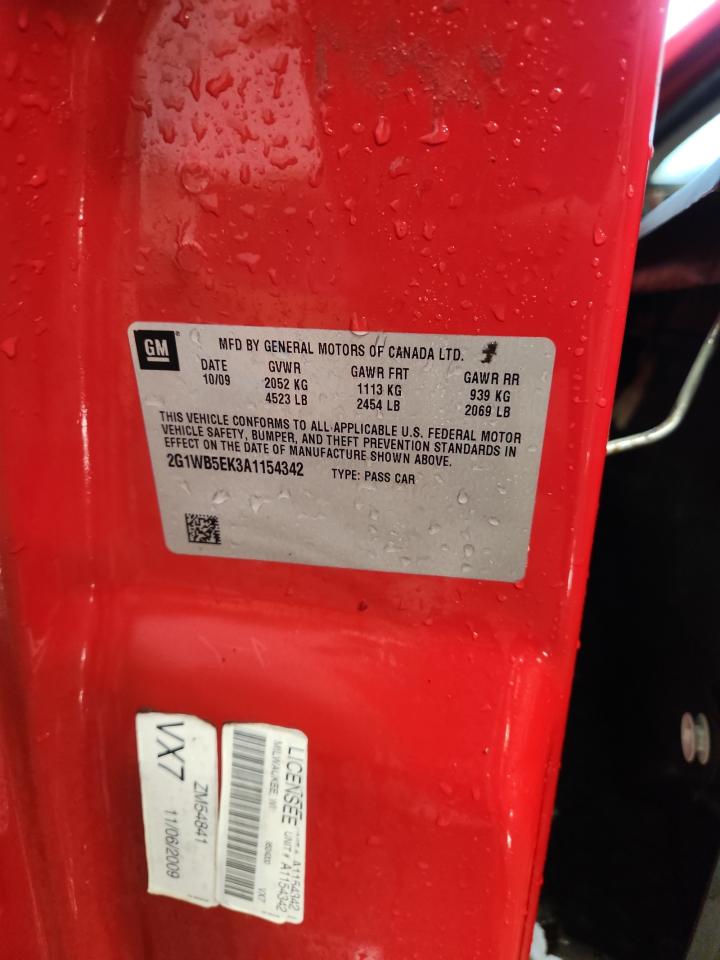 2010 Chevrolet Impala Lt VIN: 2G1WB5EK3A1154342 Lot: 85129745