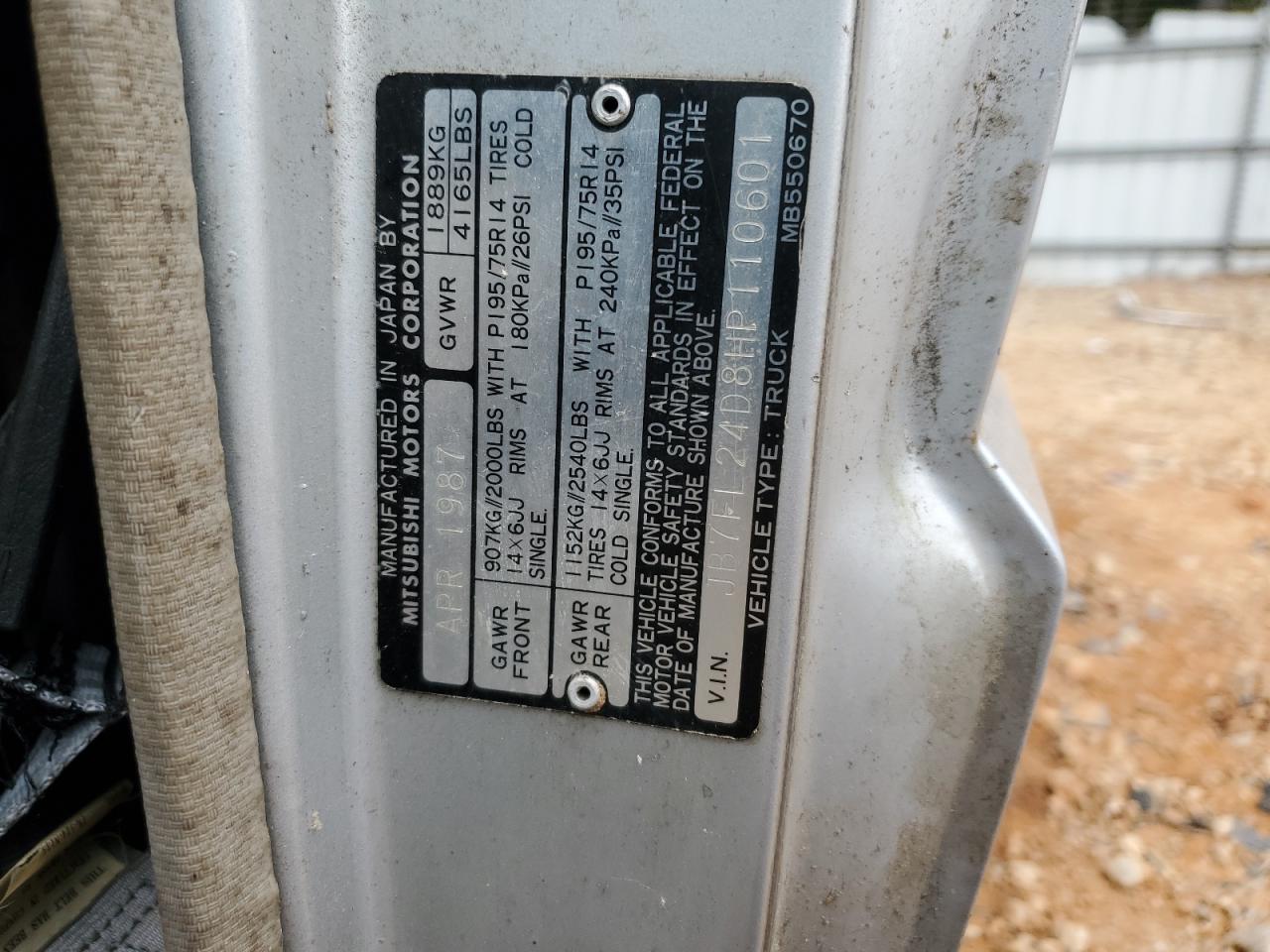 1987 Dodge Ram 50 VIN: JB7FL24D8HP110601 Lot: 82264595