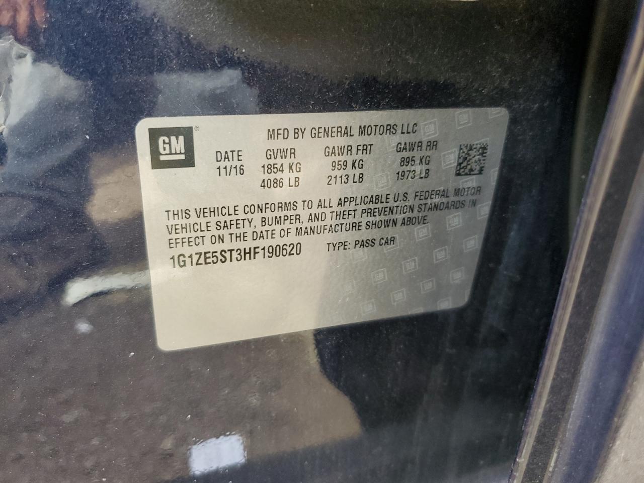 2017 Chevrolet Malibu Lt VIN: 1G1ZE5ST3HF190620 Lot: 84303165