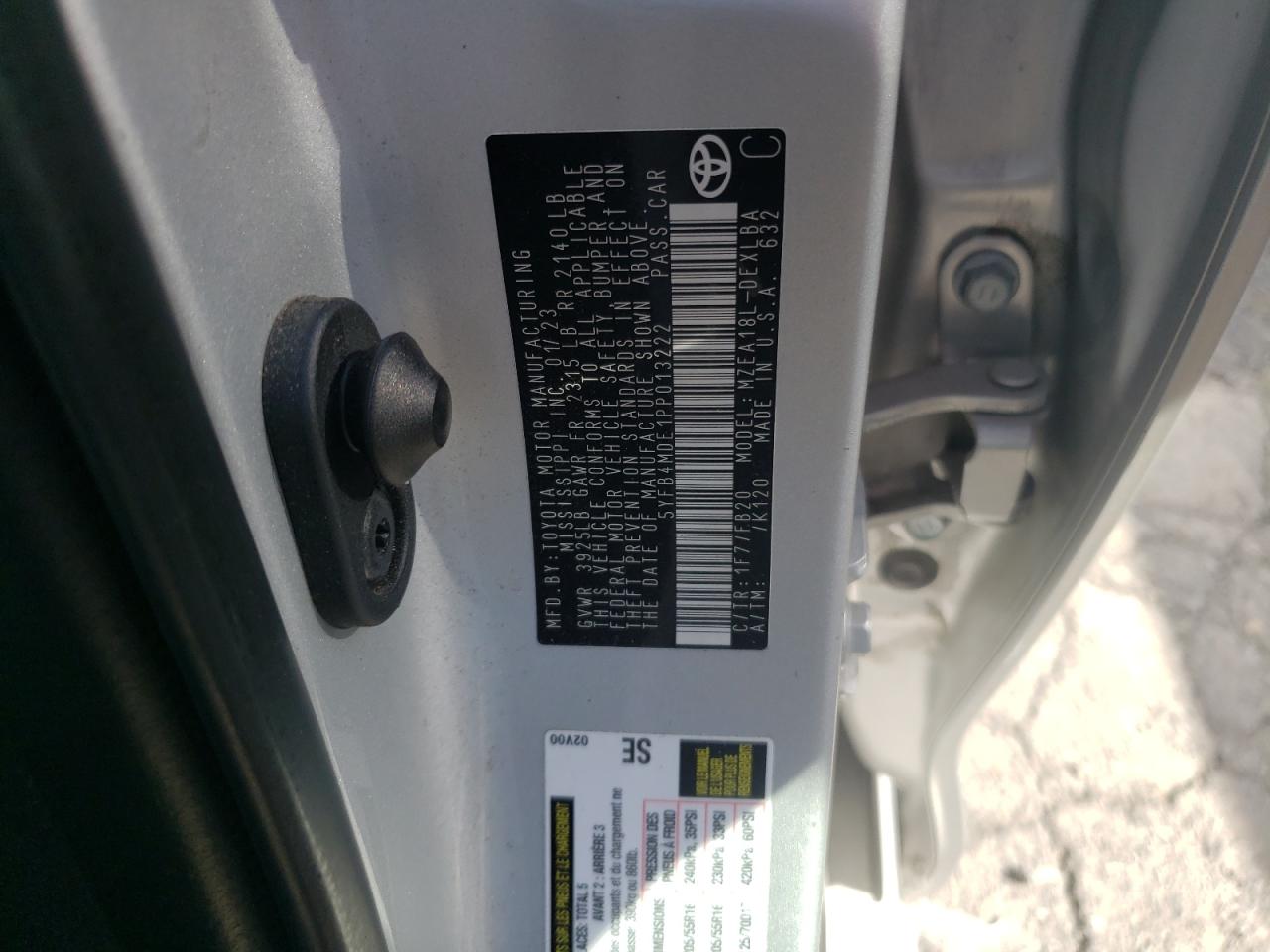 2023 Toyota Corolla Le VIN: 5YFB4MDE1PP013222 Lot: 84572685