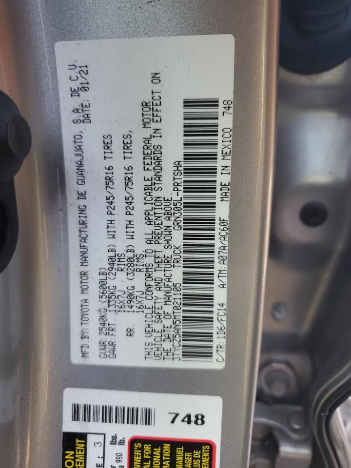 2021 Toyota Tacoma Double Cab VIN: 3TYCZ5AN5MT021105 Lot: 84650695