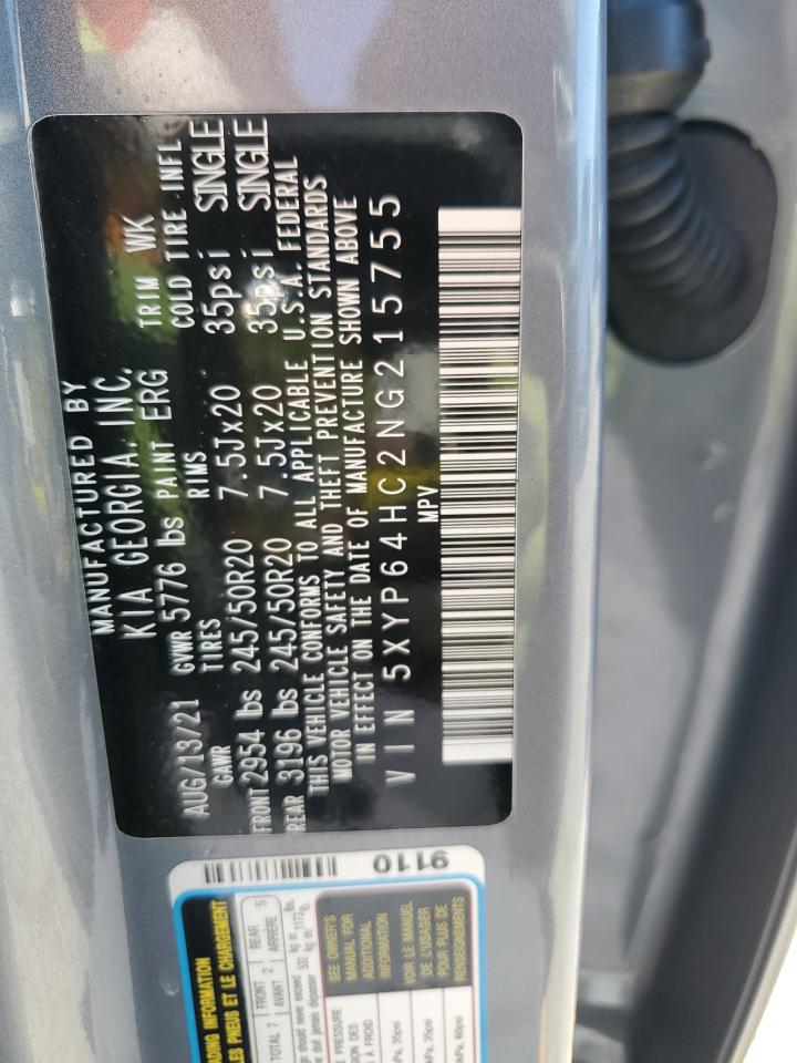 2022 Kia Telluride S VIN: 5XYP64HC2NG215755 Lot: 85366495