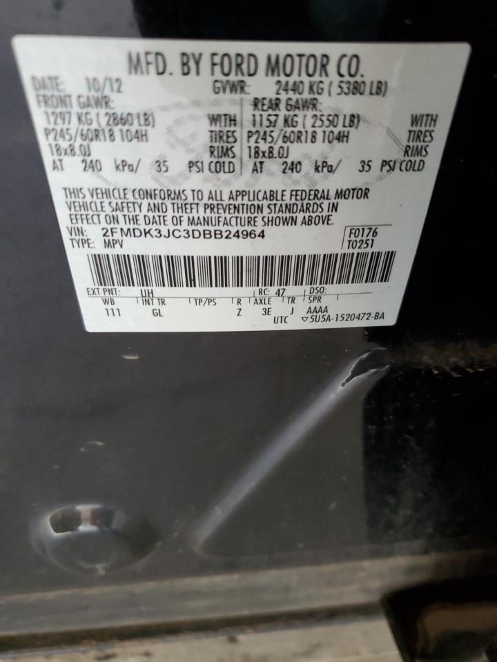 2013 Ford Edge Sel VIN: 2FMDK3JC3DBB24964 Lot: 85283275