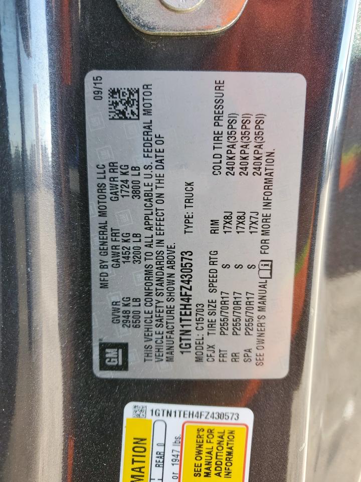 2015 GMC Sierra C1500 VIN: 1GTN1TEH4FZ430573 Lot: 85472935