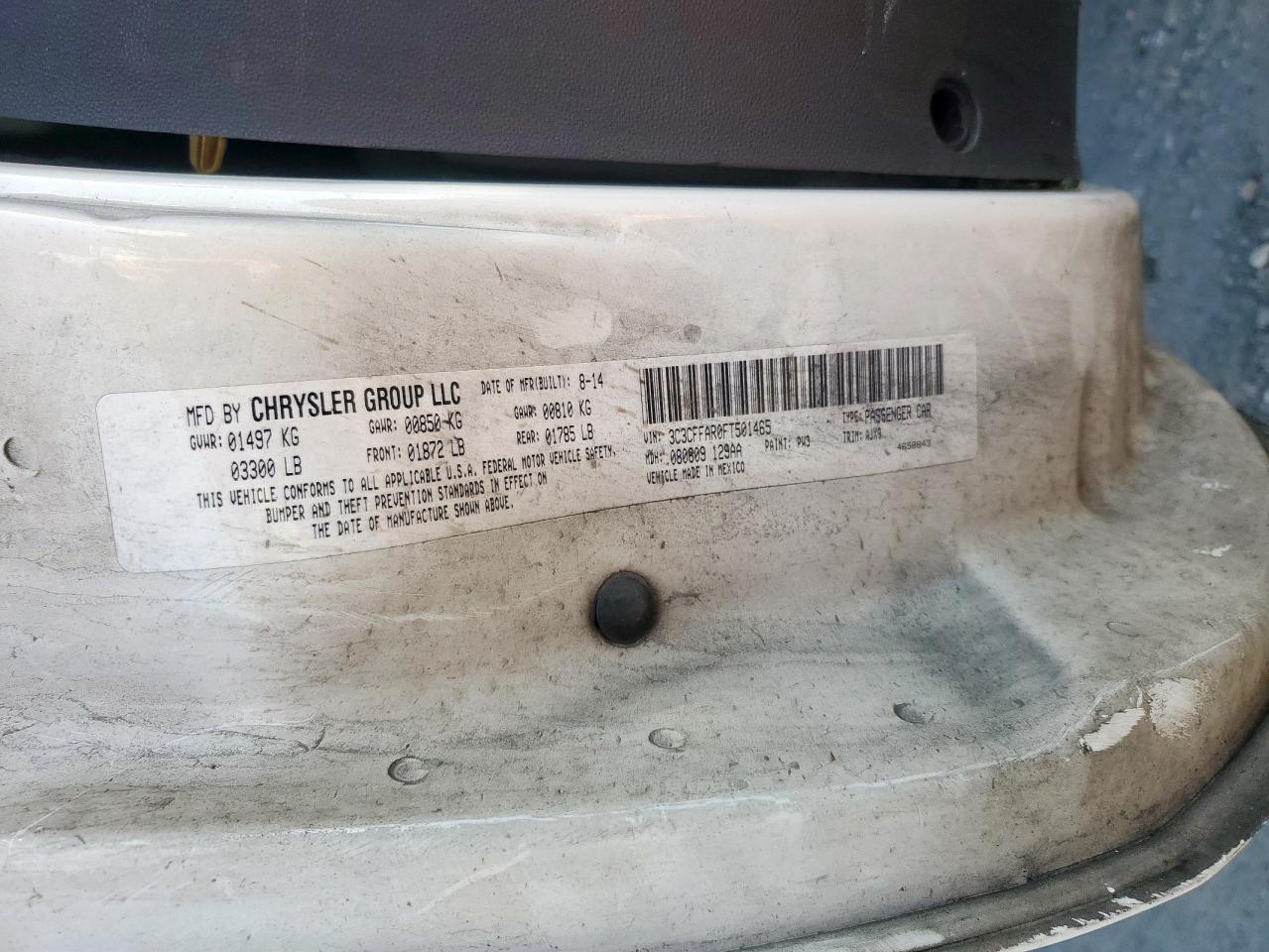 2015 Fiat 500 Pop VIN: 3C3CFFAR0FT501465 Lot: 86221475