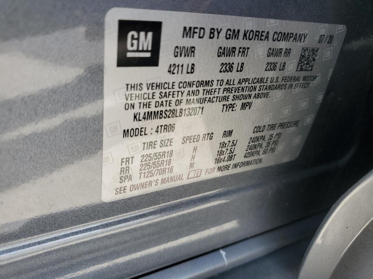 2020 Buick Encore Gx Preferred VIN: KL4MMBS28LB132071 Lot: 86101985