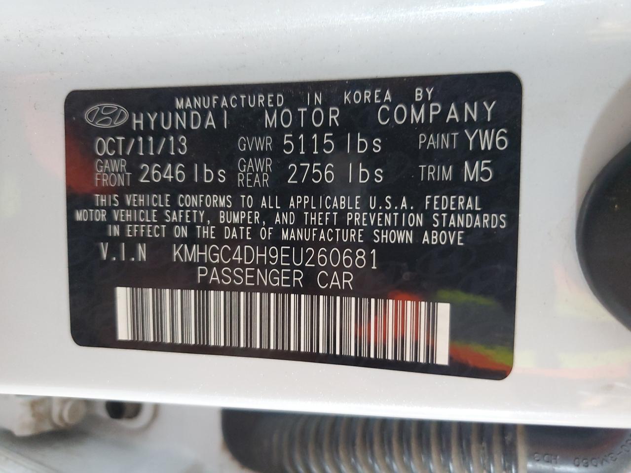2014 Hyundai Genesis 5.0L VIN: KMHGC4DH9EU260681 Lot: 82335535