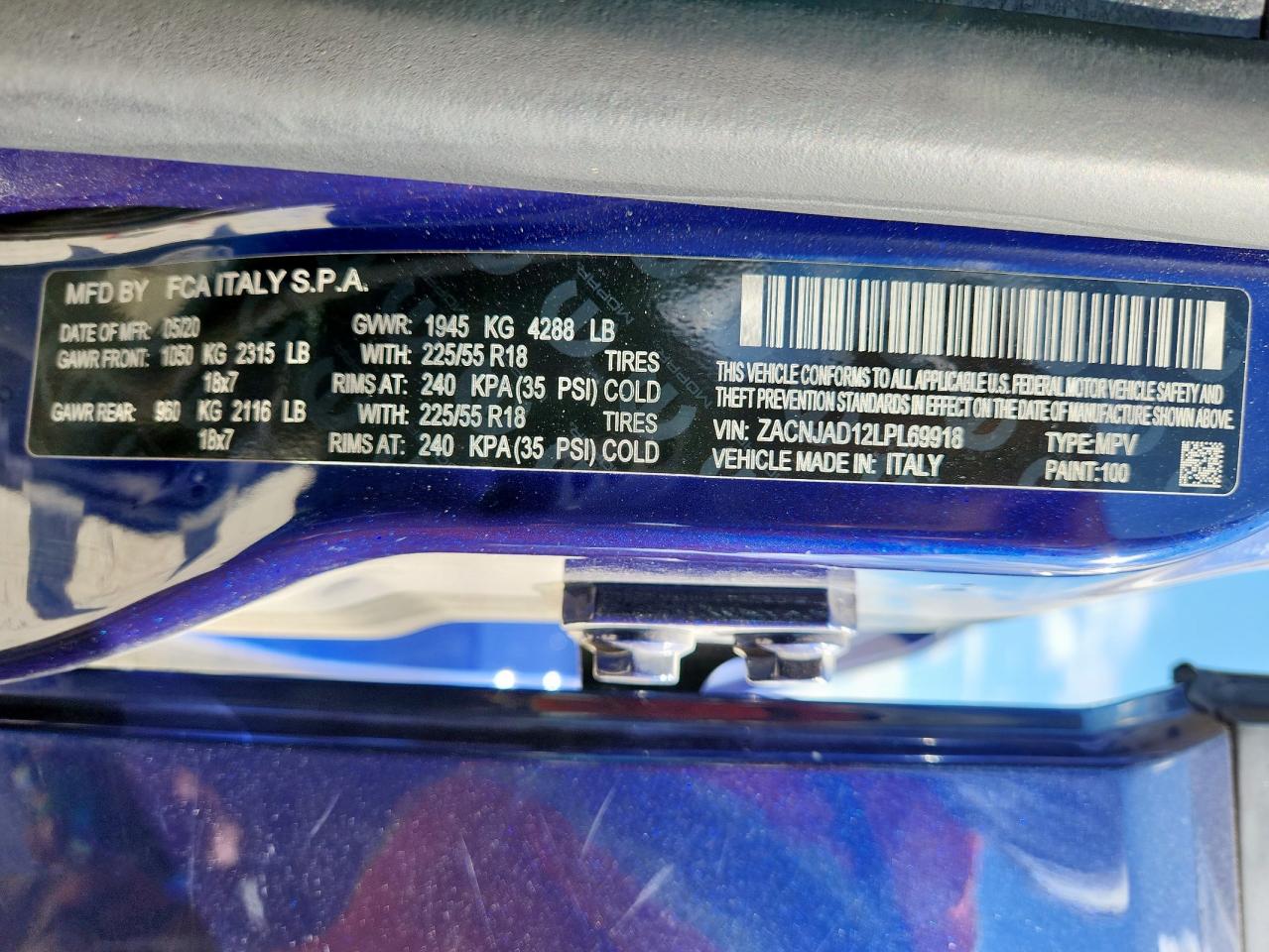 2020 Jeep Renegade Limited VIN: ZACNJAD12LPL69918 Lot: 82330255