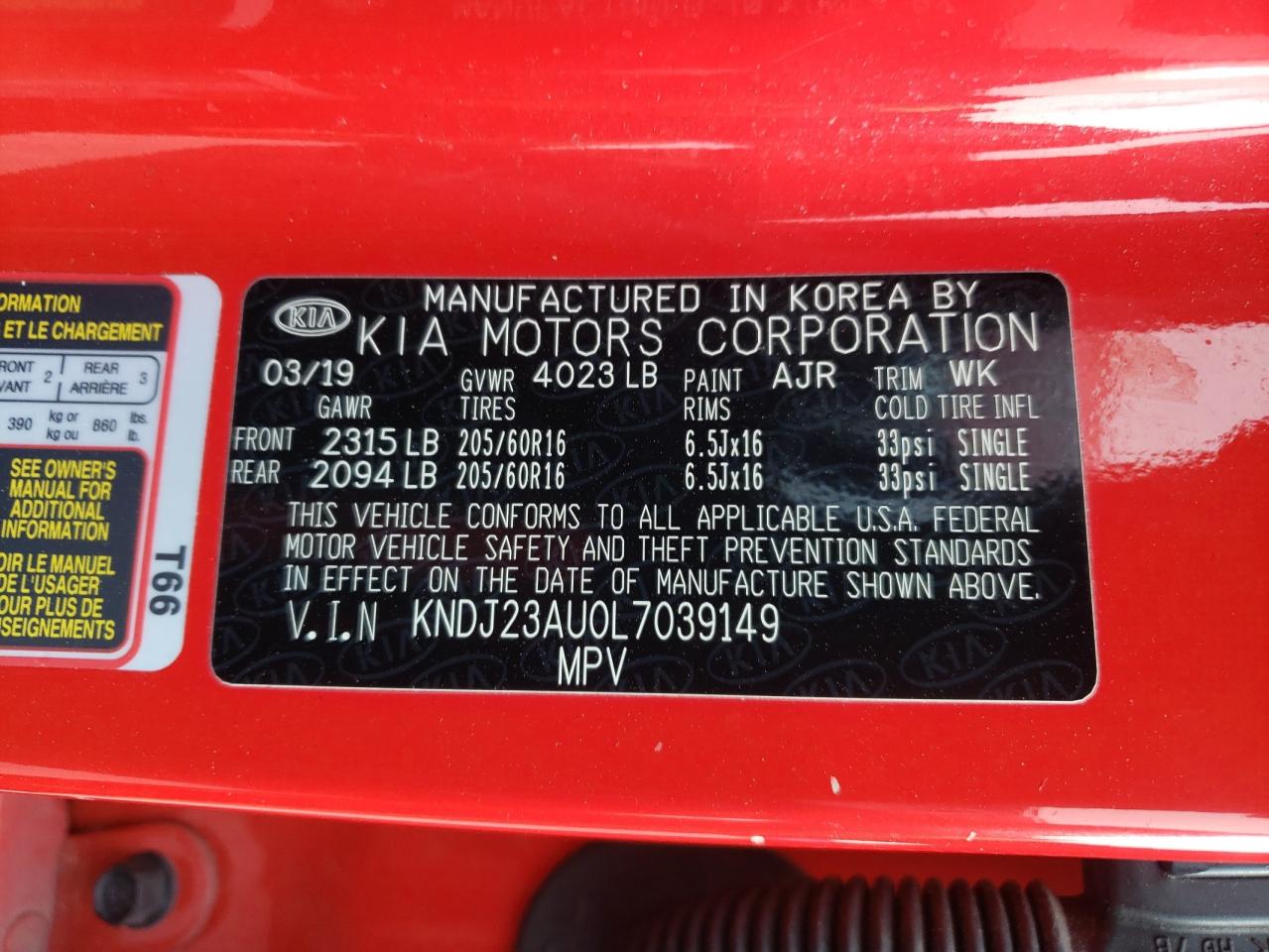 2020 Kia Soul Lx VIN: KNDJ23AU0L7039149 Lot: 85834875