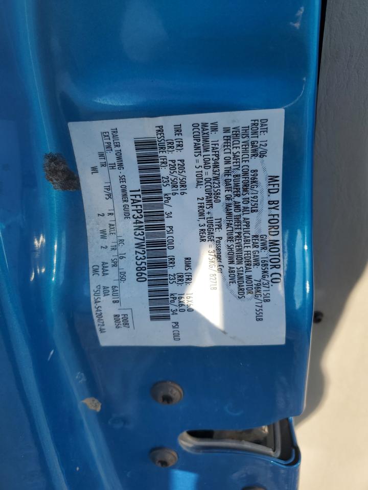 2007 Ford Focus Zx4 VIN: 1FAFP34N37W235860 Lot: 82410635