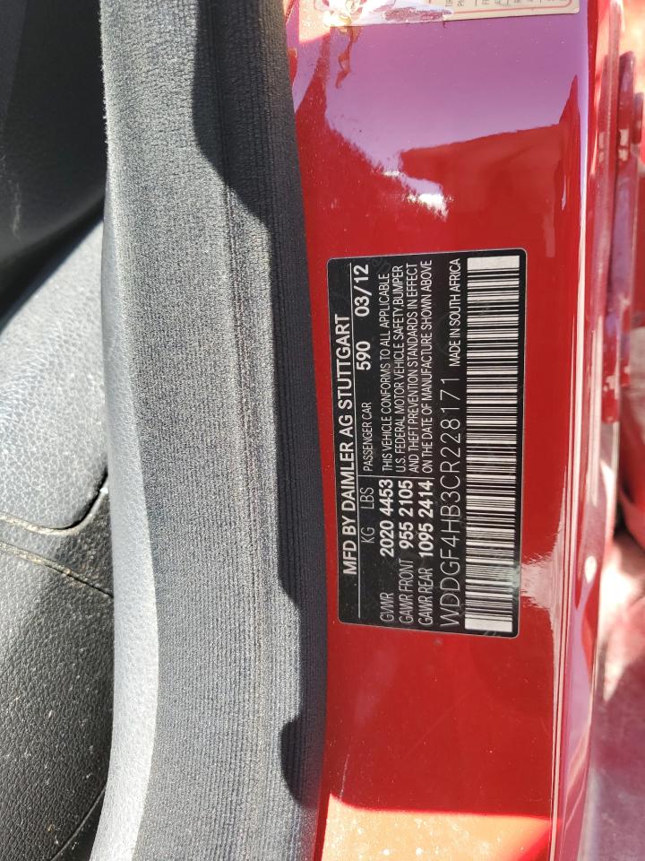 2012 Mercedes-Benz C 250 VIN: WDDGF4HB3CR228171 Lot: 84421795