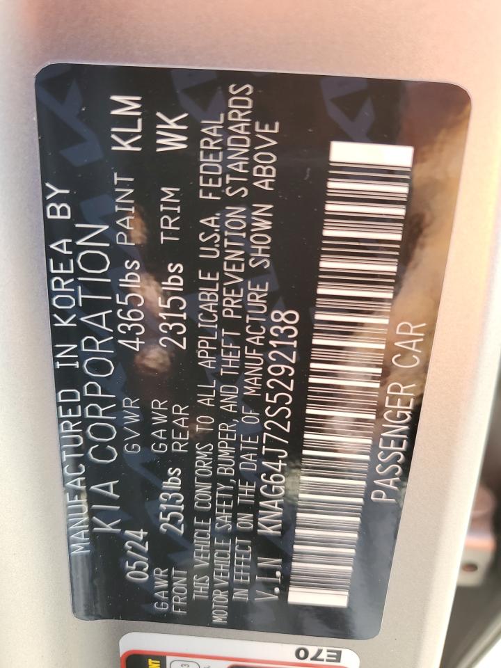 2025 Kia K5 Gt Line VIN: KNAG64J72S5292138 Lot: 90443675