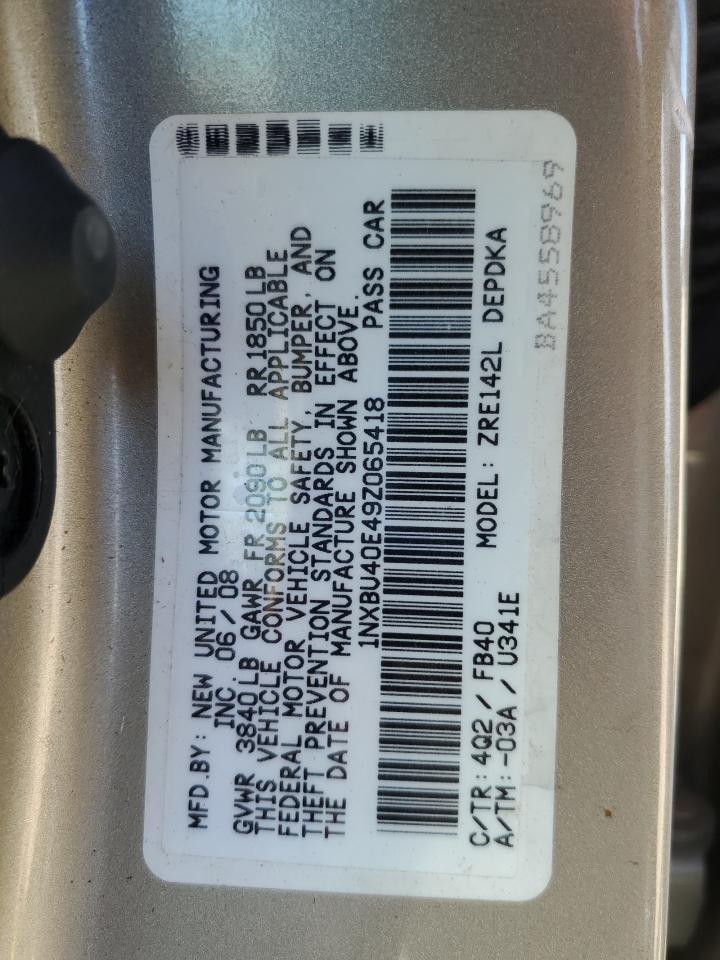 2009 Toyota Corolla Base VIN: 1NXBU40E49Z065418 Lot: 82275855