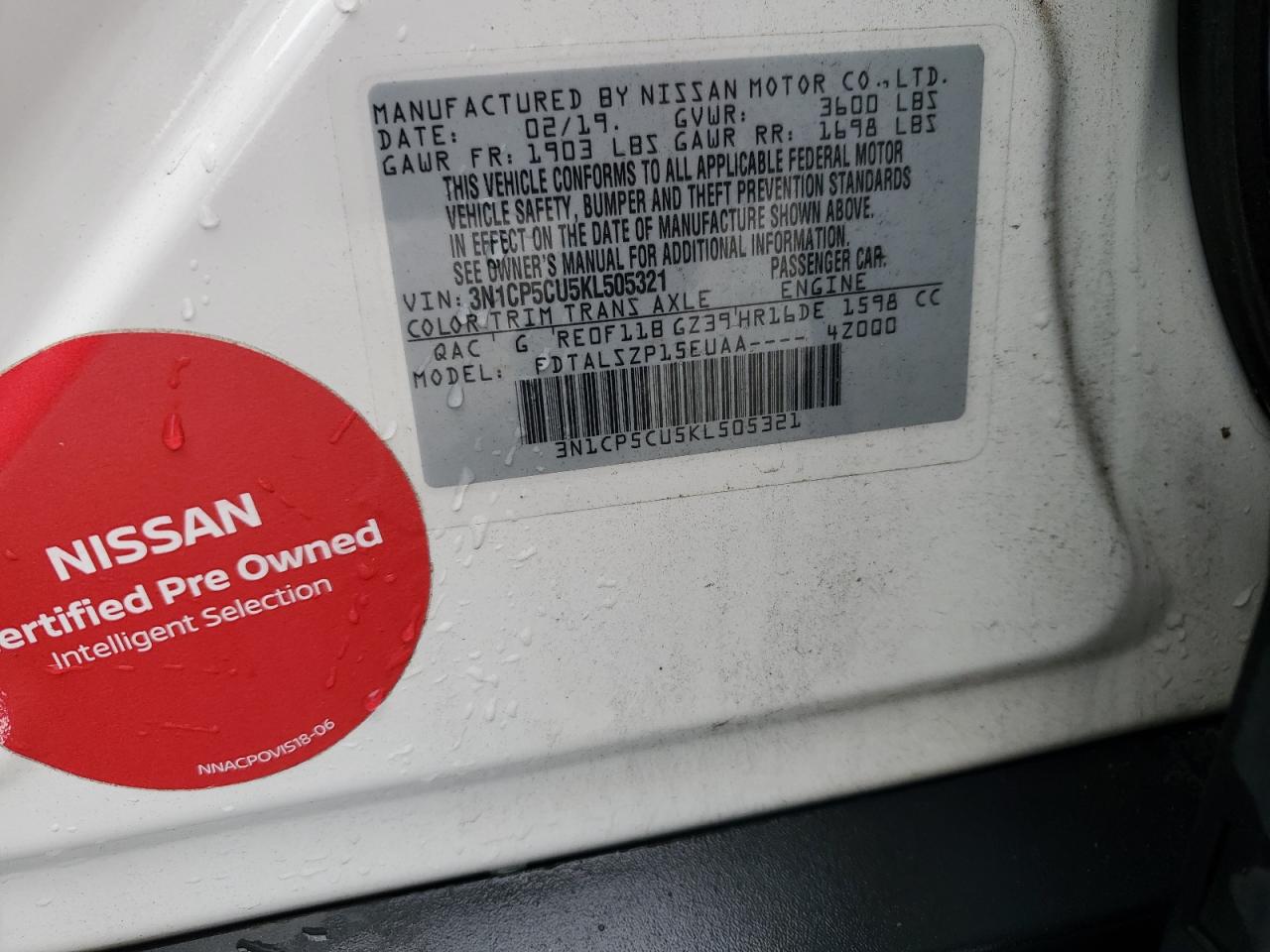 2019 Nissan Kicks S VIN: 3N1CP5CU5KL505321 Lot: 85577075