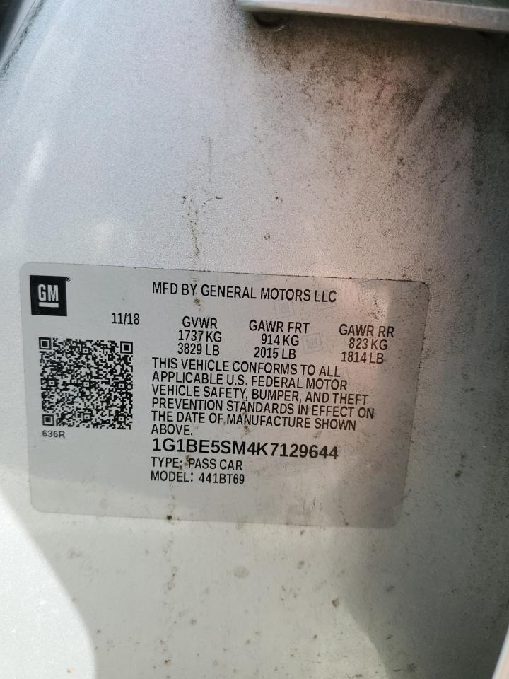 2019 Chevrolet Cruze Lt VIN: 1G1BE5SM4K7129644 Lot: 85889375