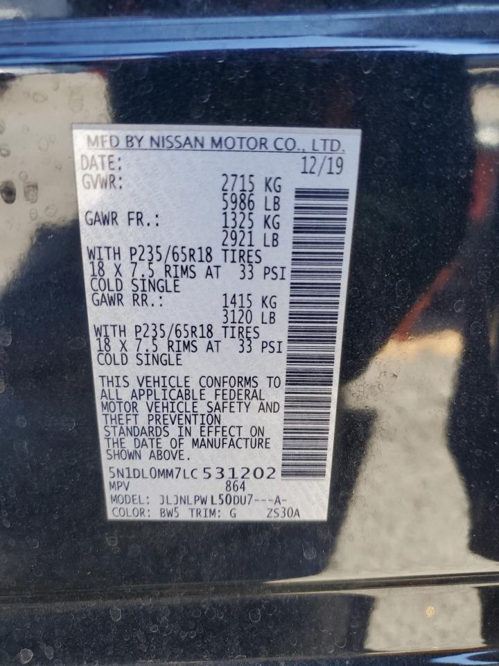 2020 Infiniti Qx60 Luxe VIN: 5N1DL0MM7LC531202 Lot: 85127005