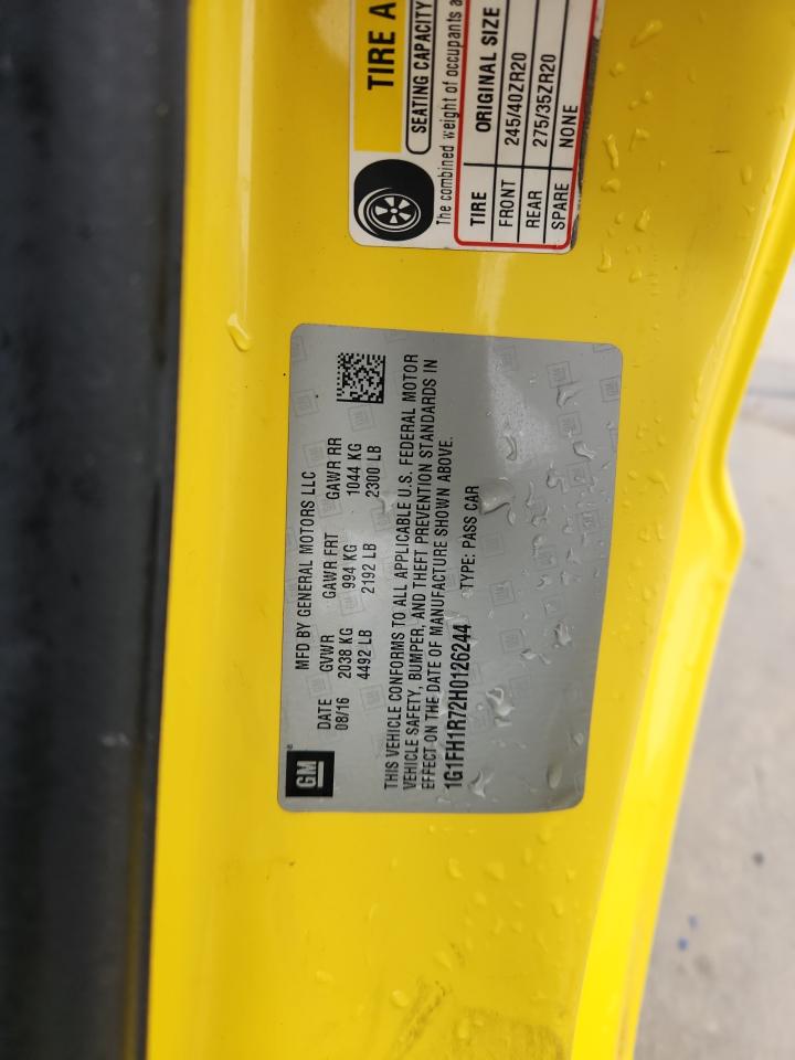 2017 Chevrolet Camaro Ss VIN: 1G1FH1R72H0126244 Lot: 89724945