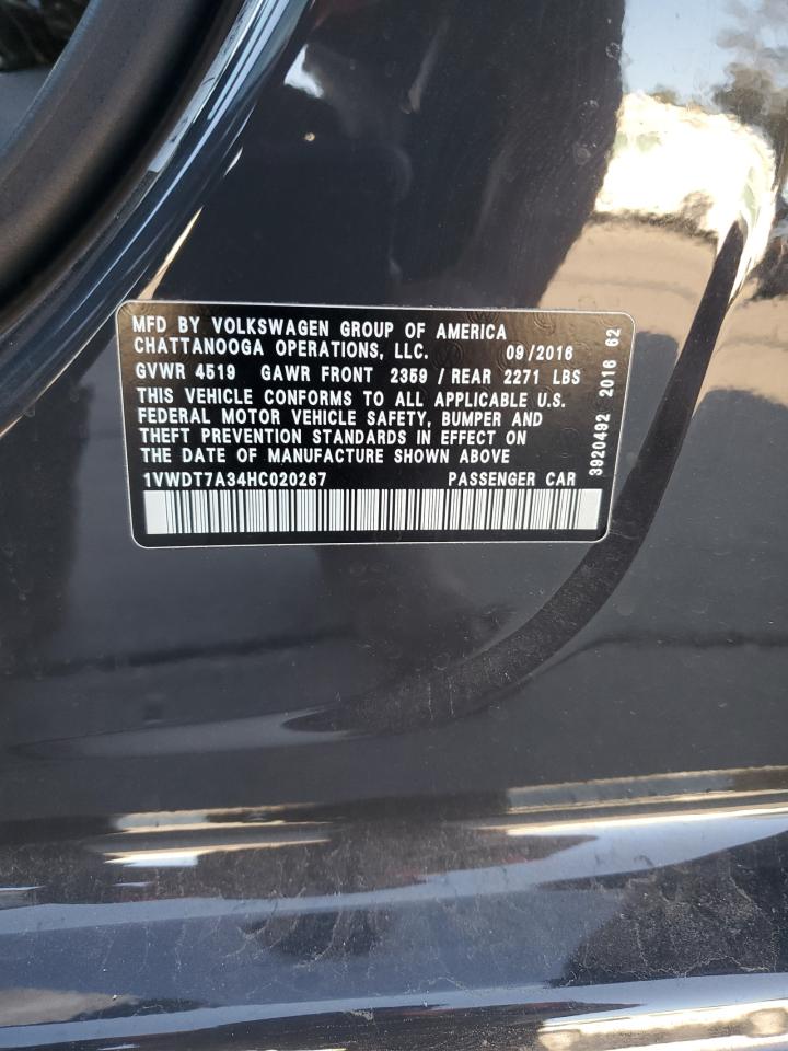 2017 Volkswagen Passat R-Line VIN: 1VWDT7A34HC020267 Lot: 82233945