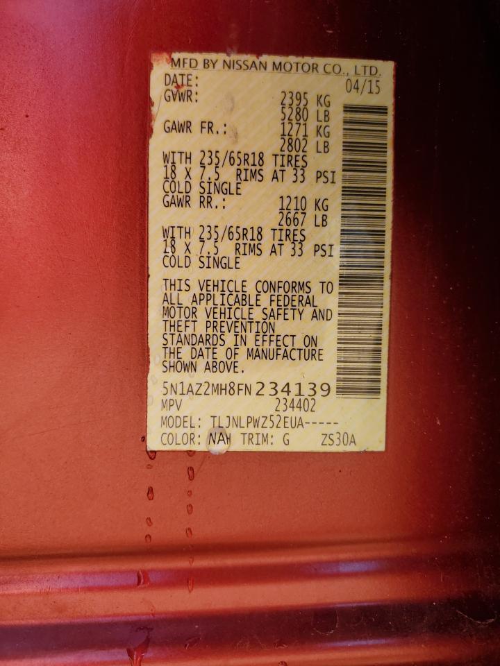 2015 Nissan Murano S VIN: 5N1AZ2MH8FN234139 Lot: 84934495