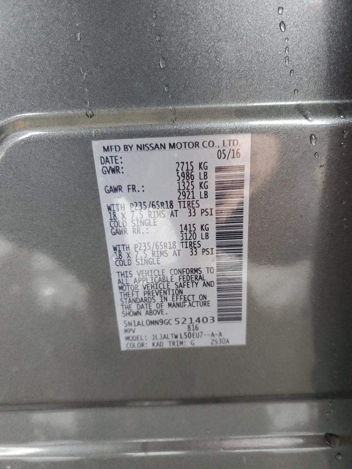 2016 Infiniti Qx60 VIN: 5N1AL0MN9GC521403 Lot: 90135945