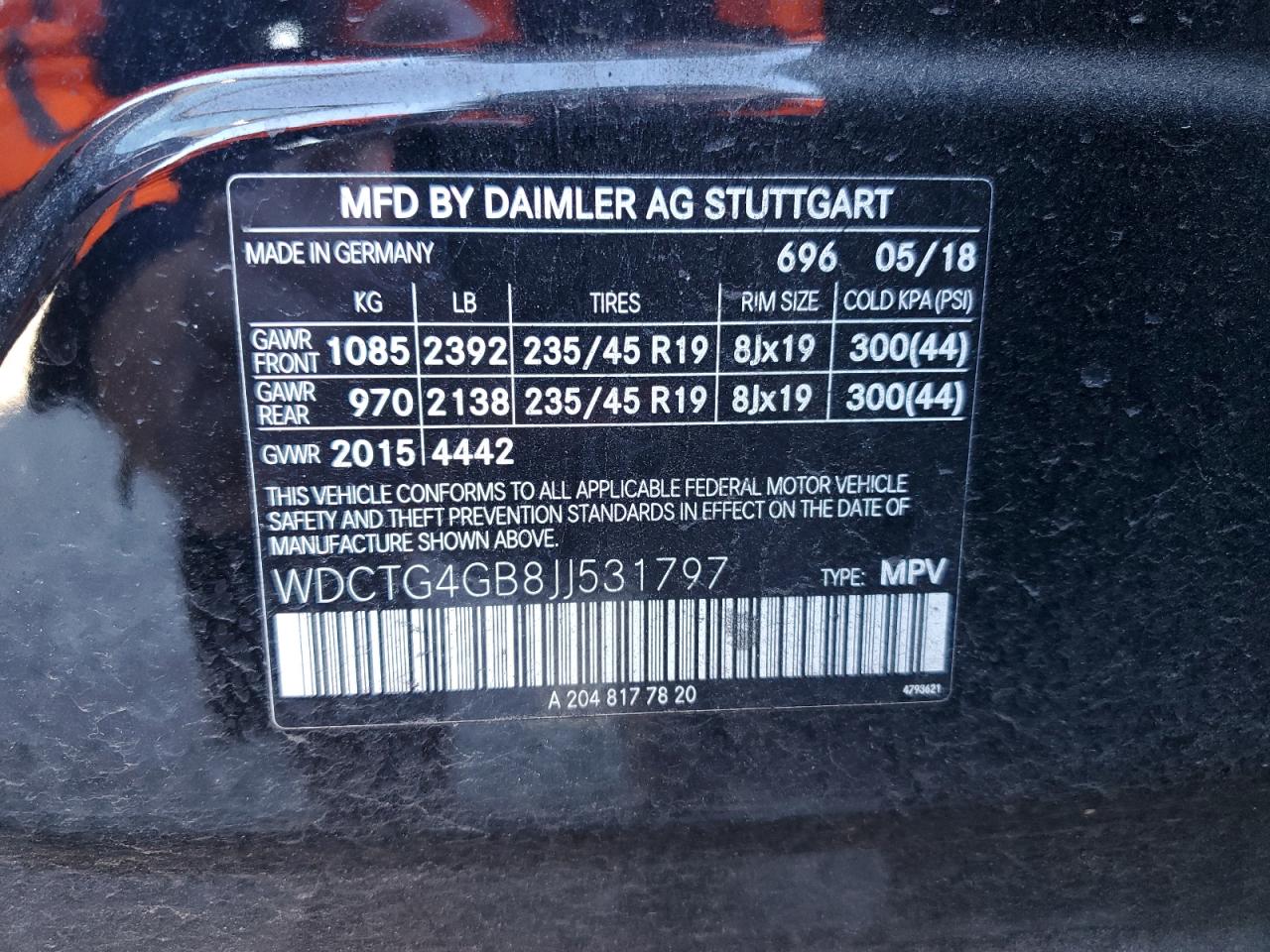 2018 Mercedes-Benz Gla 250 4Matic VIN: WDCTG4GB8JJ531797 Lot: 85155945