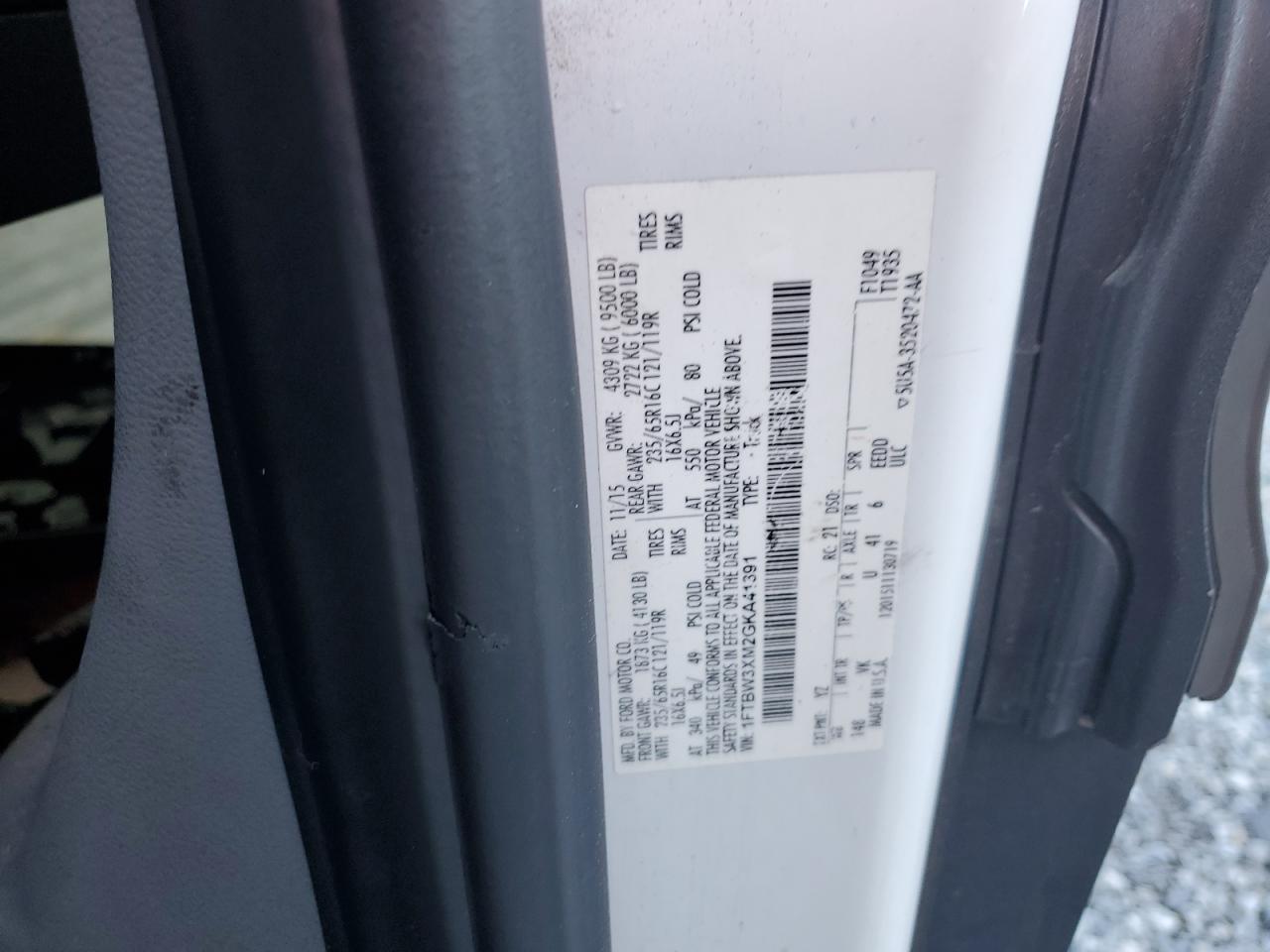 2016 Ford Transit T-350 VIN: 1FTBW3XM2GKA41391 Lot: 70855755