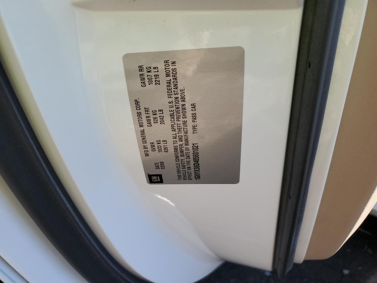 2008 Cadillac Xlr-V VIN: 1G6YX36D485601021 Lot: 82401285