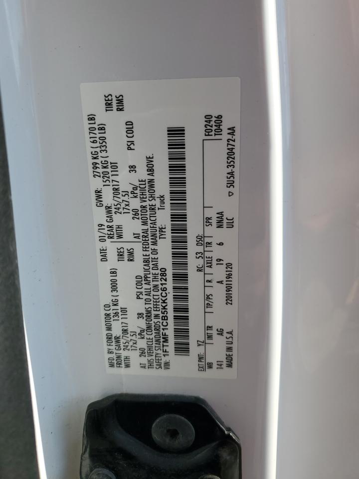 2019 Ford F150 VIN: 1FTMF1CB5KKC61280 Lot: 86648555