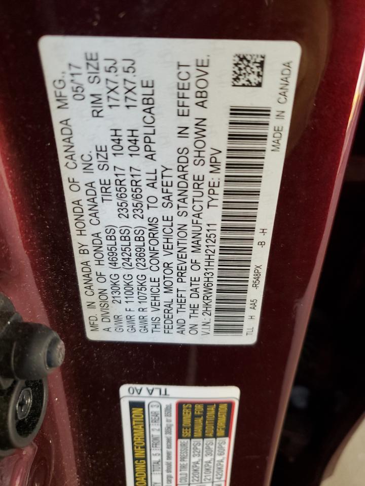 2017 Honda Cr-V Lx VIN: 2HKRW6H31HH212511 Lot: 86274045