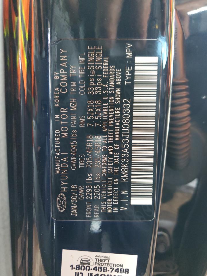 2018 Hyundai Kona Limited VIN: KM8K33A53JU080332 Lot: 82494115