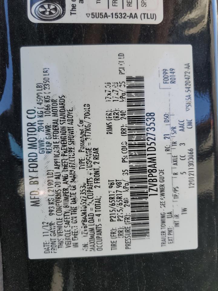 2013 Ford Mustang VIN: 1ZVBP8AM1D5273538 Lot: 87391275