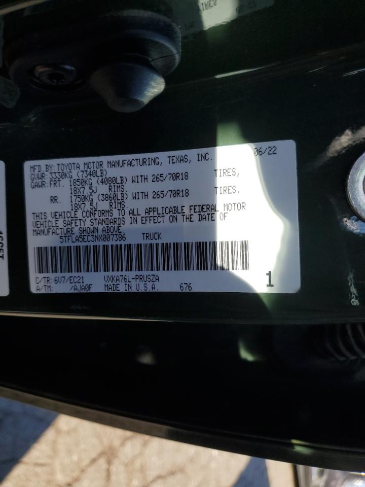 2022 Toyota Tundra Crewmax Sr5 VIN: 5TFLA5EC3NX007386 Lot: 85768035