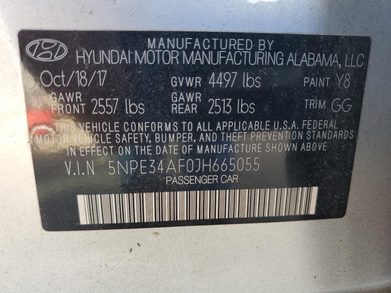 2018 Hyundai Sonata Sport VIN: 5NPE34AF0JH665055 Lot: 86081895