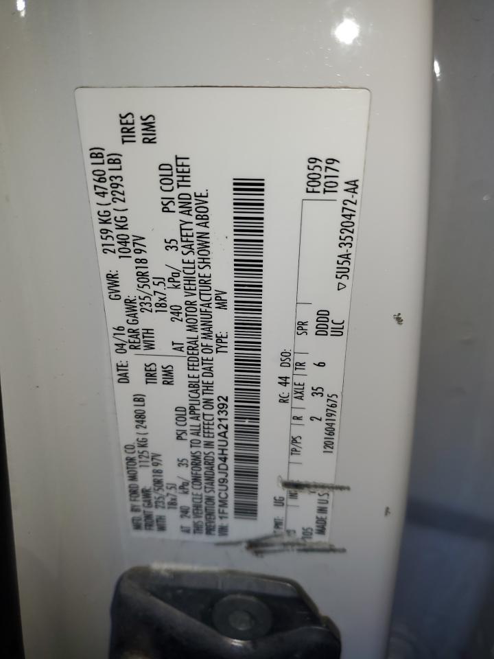 2017 Ford Escape Titanium VIN: 1FMCU9JD4HUA21392 Lot: 84213095