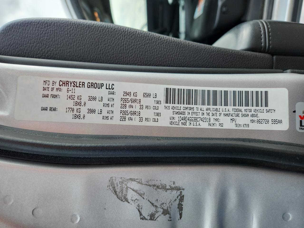 2011 Dodge Durango Crew VIN: 1D4RE4GG3BC742318 Lot: 86108785