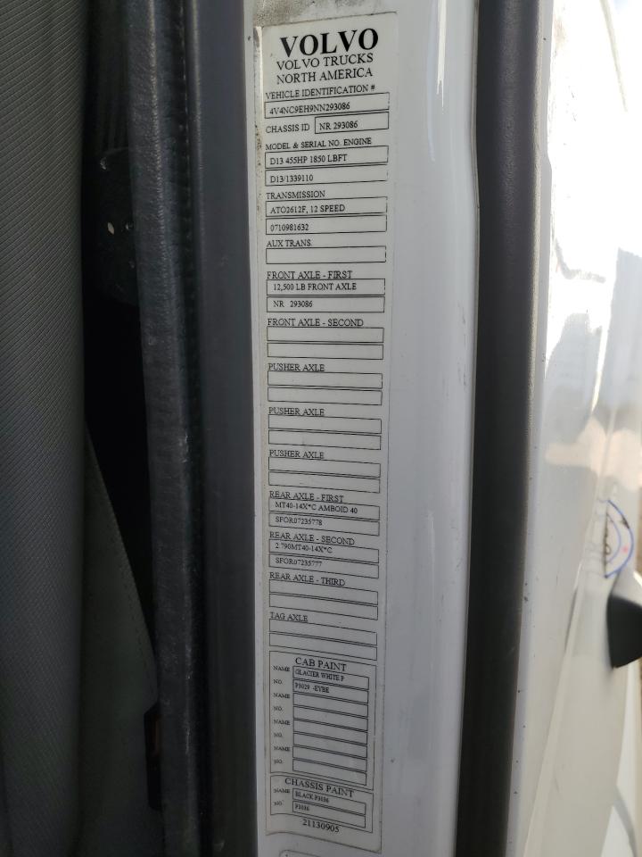 2022 Volvo Vn Vnl VIN: 4V4NC9EH9NN293086 Lot: 86238585