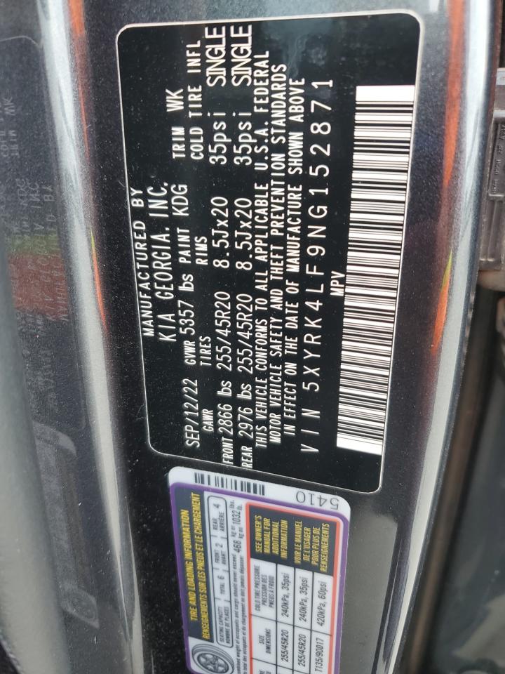 2022 Kia Sorento Sx VIN: 5XYRK4LF9NG152871 Lot: 89550895