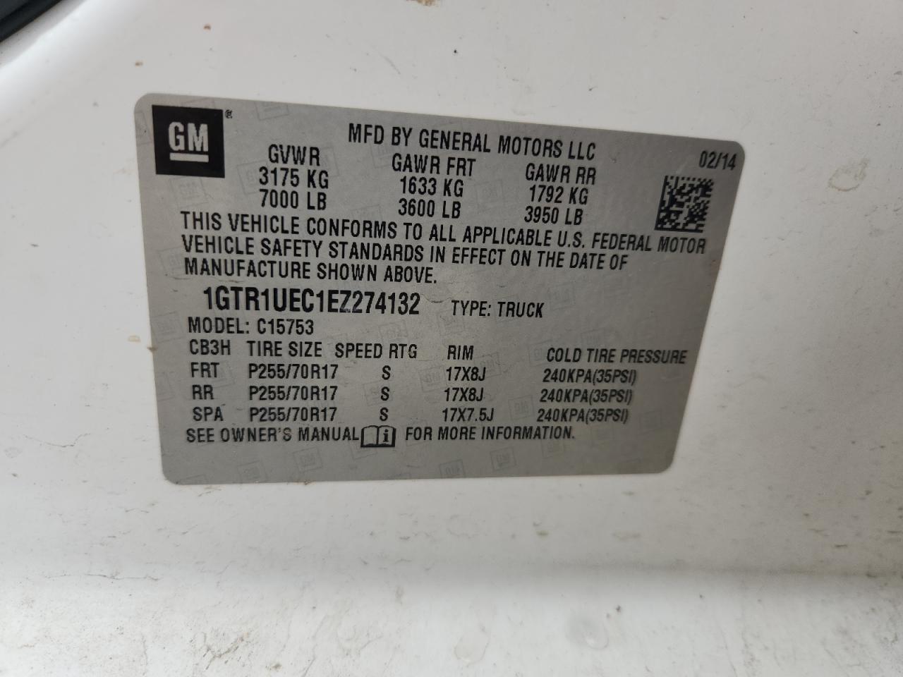 2014 GMC Sierra C1500 Sle VIN: 1GTR1UEC1EZ274132 Lot: 85550765