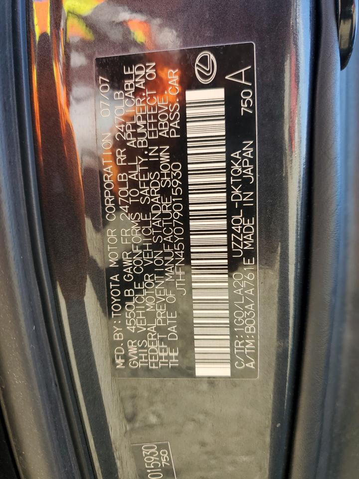 2007 Lexus Sc 430 VIN: JTHFN45Y079015930 Lot: 87360275