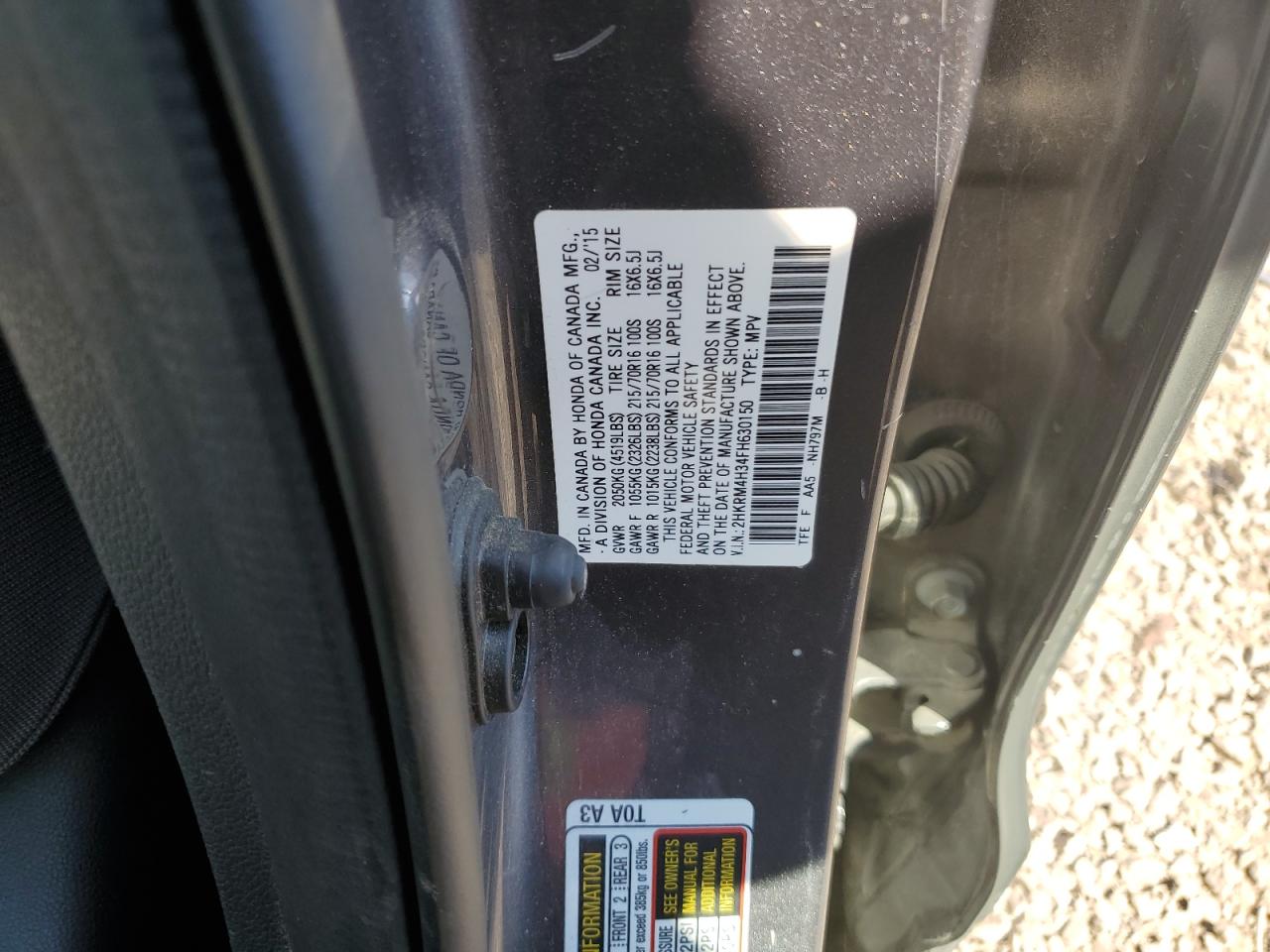 2015 Honda Cr-V Lx VIN: 2HKRM4H34FH630150 Lot: 84584995