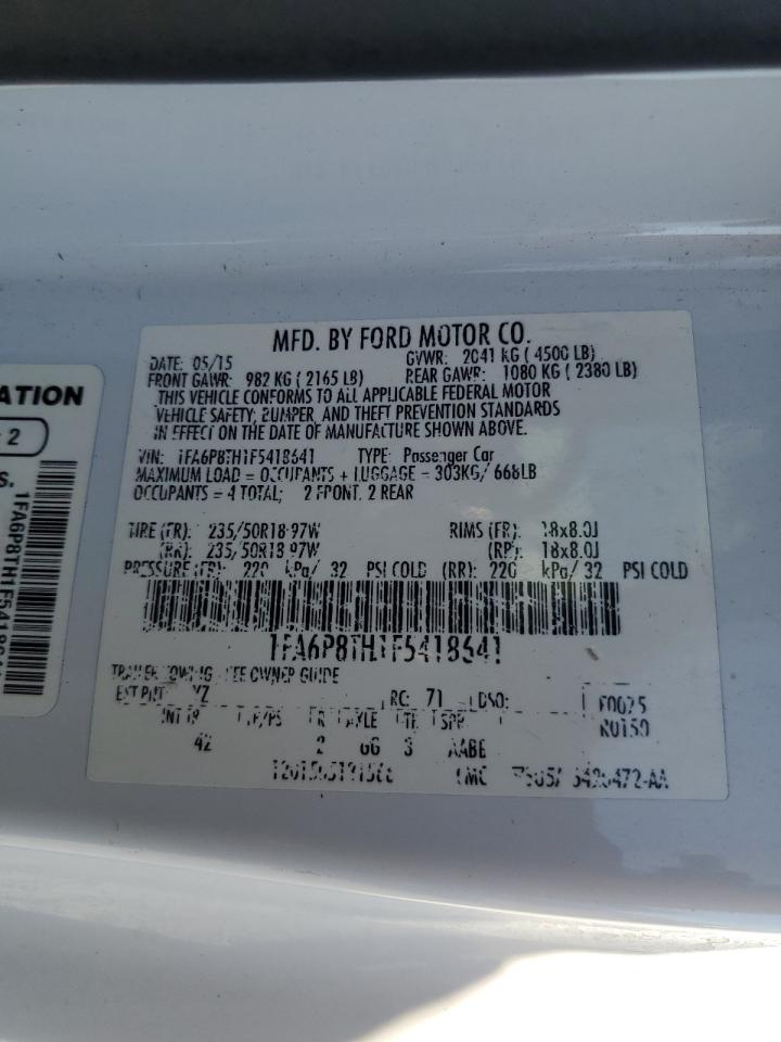 2015 Ford Mustang VIN: 1FA6P8TH1F5418641 Lot: 85105865